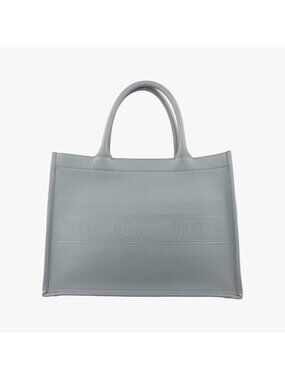 Dior Book Tote Bag Gray Leather